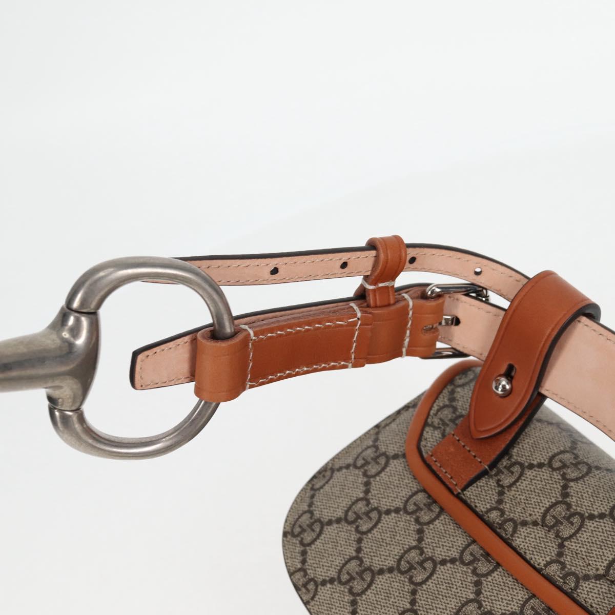 GUCCI GG Supreme Bamboo 1947 Horsebit Waist bag PVC Beige 681137 Auth ac3847M