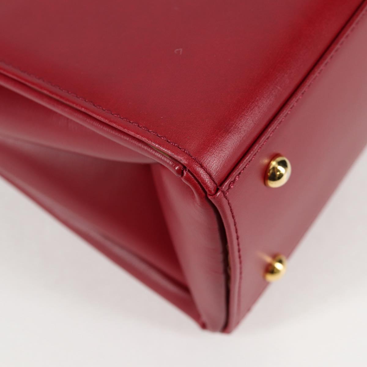 VERSACE Hand Bag Leather Red Gold Auth ac3851V