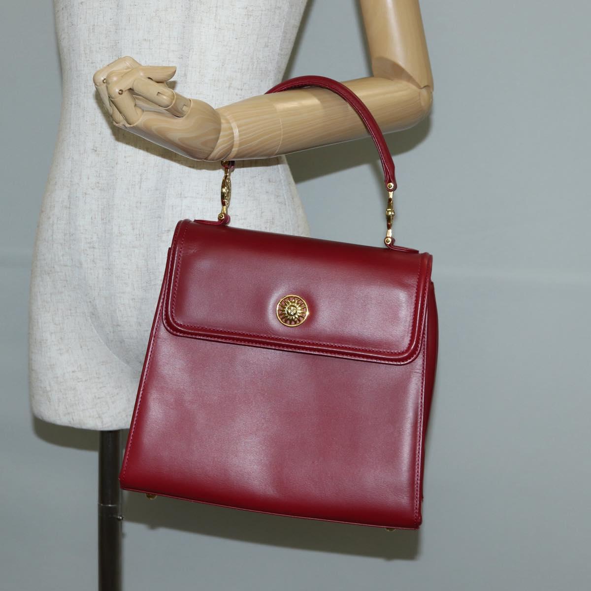 VERSACE Hand Bag Leather Red Gold Auth ac3851V
