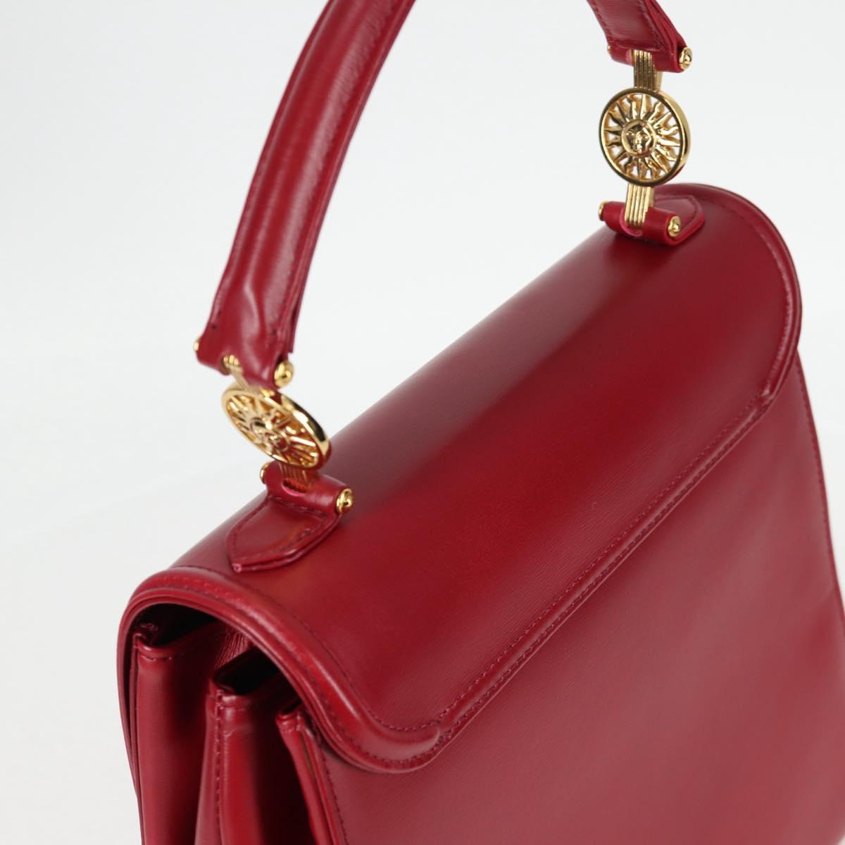 VERSACE Hand Bag Leather Red Gold Auth ac3851V