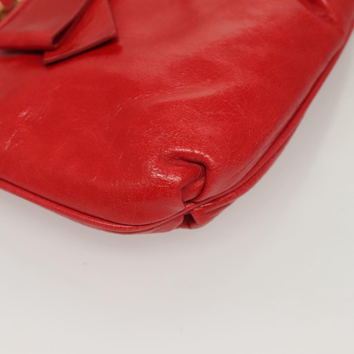 Miu Miu Accessory Pouch Leather Red Gold Auth ac3852