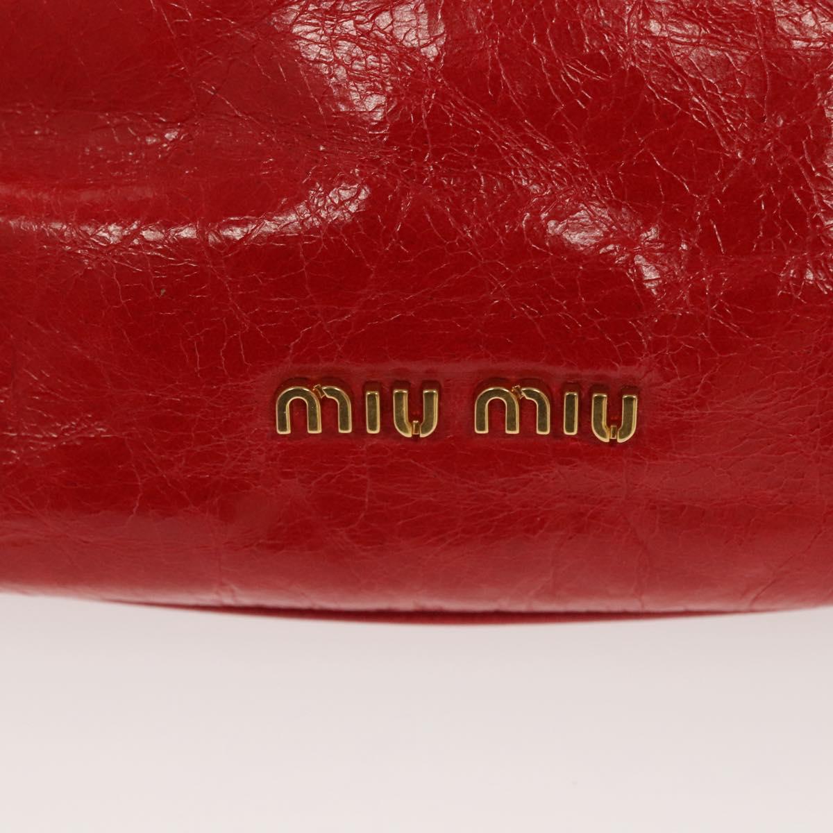 Miu Miu Accessory Pouch Leather Red Gold Auth ac3852
