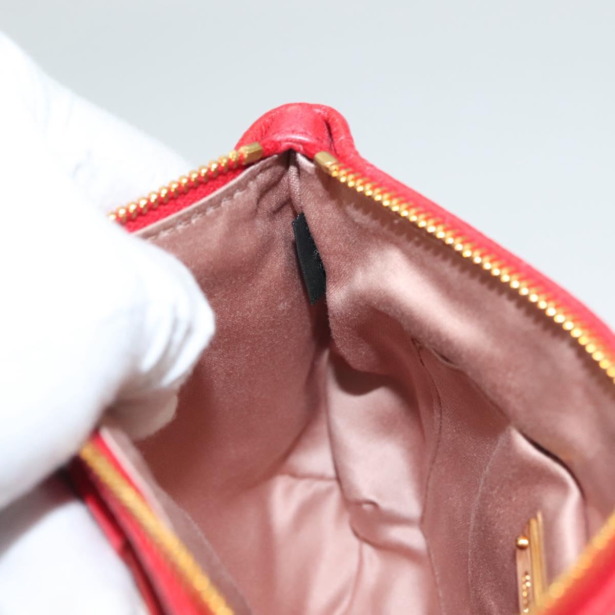 Miu Miu Accessory Pouch Leather Red Gold Auth ac3852