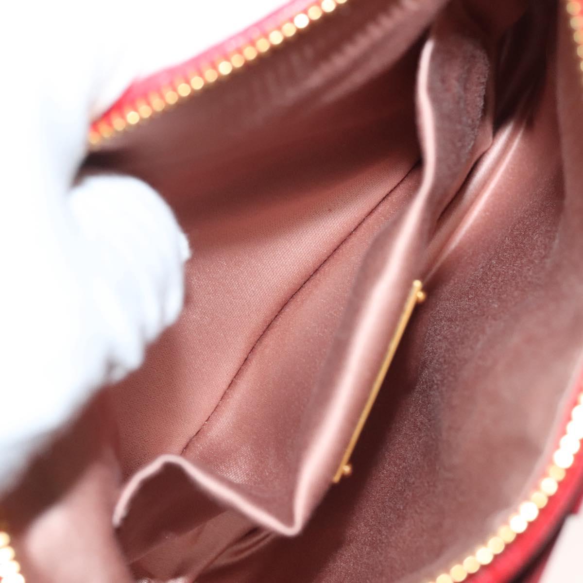 Miu Miu Accessory Pouch Leather Red Gold Auth ac3852