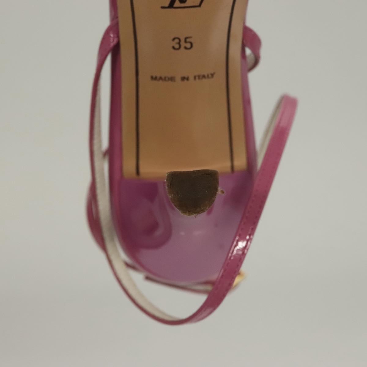 LOUIS VUITTON Mule High Heels Leather Suede Pink LV Auth ac3854