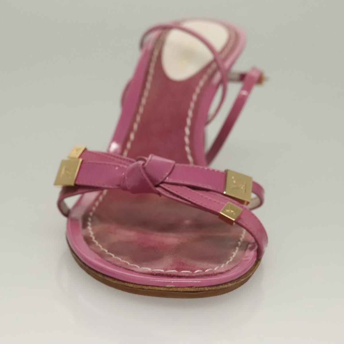 LOUIS VUITTON Mule High Heels Leather Suede Pink LV Auth ac3854