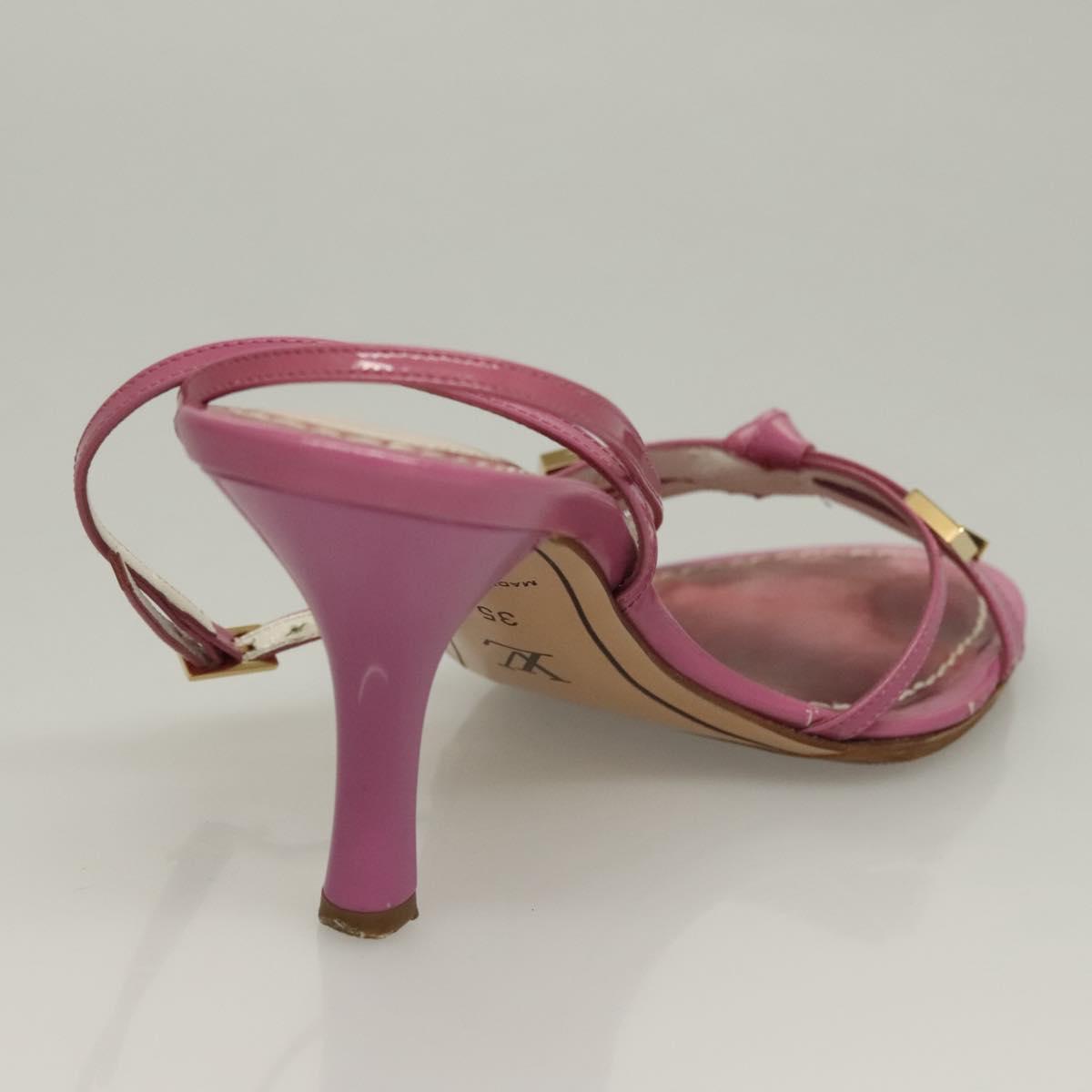 LOUIS VUITTON Mule High Heels Leather Suede Pink LV Auth ac3854