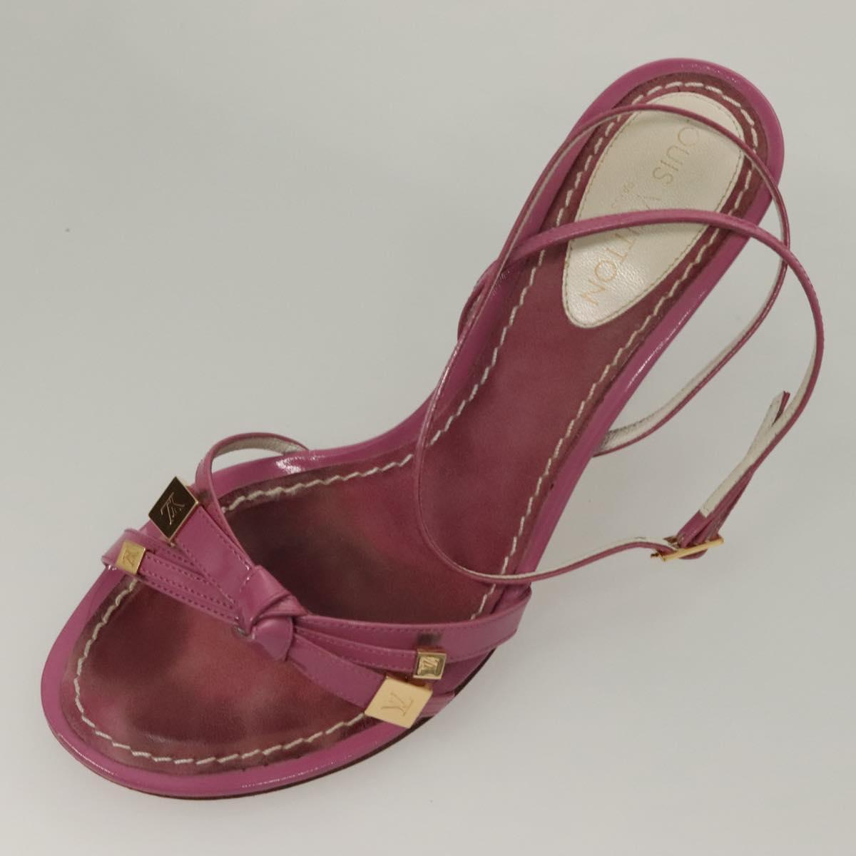 LOUIS VUITTON Mule High Heels Leather Suede Pink LV Auth ac3854