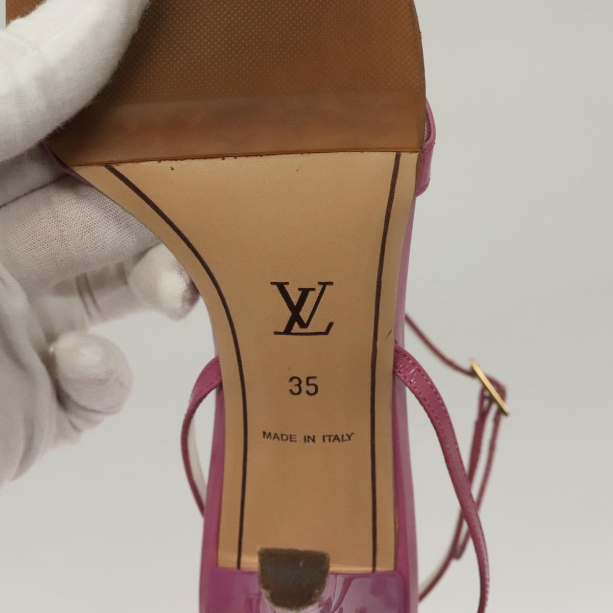 LOUIS VUITTON Mule High Heels Leather Suede Pink LV Auth ac3854