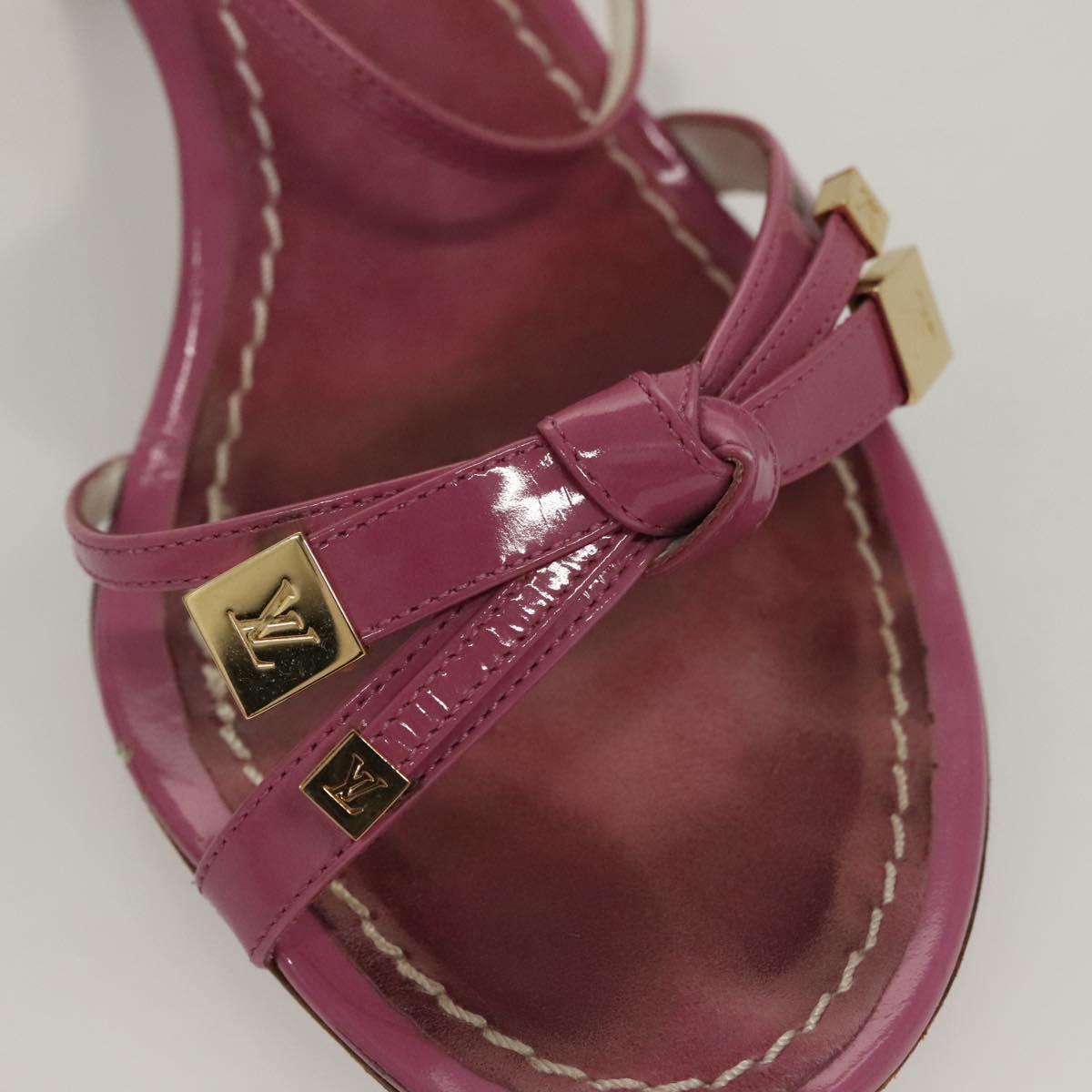LOUIS VUITTON Mule High Heels Leather Suede Pink LV Auth ac3854