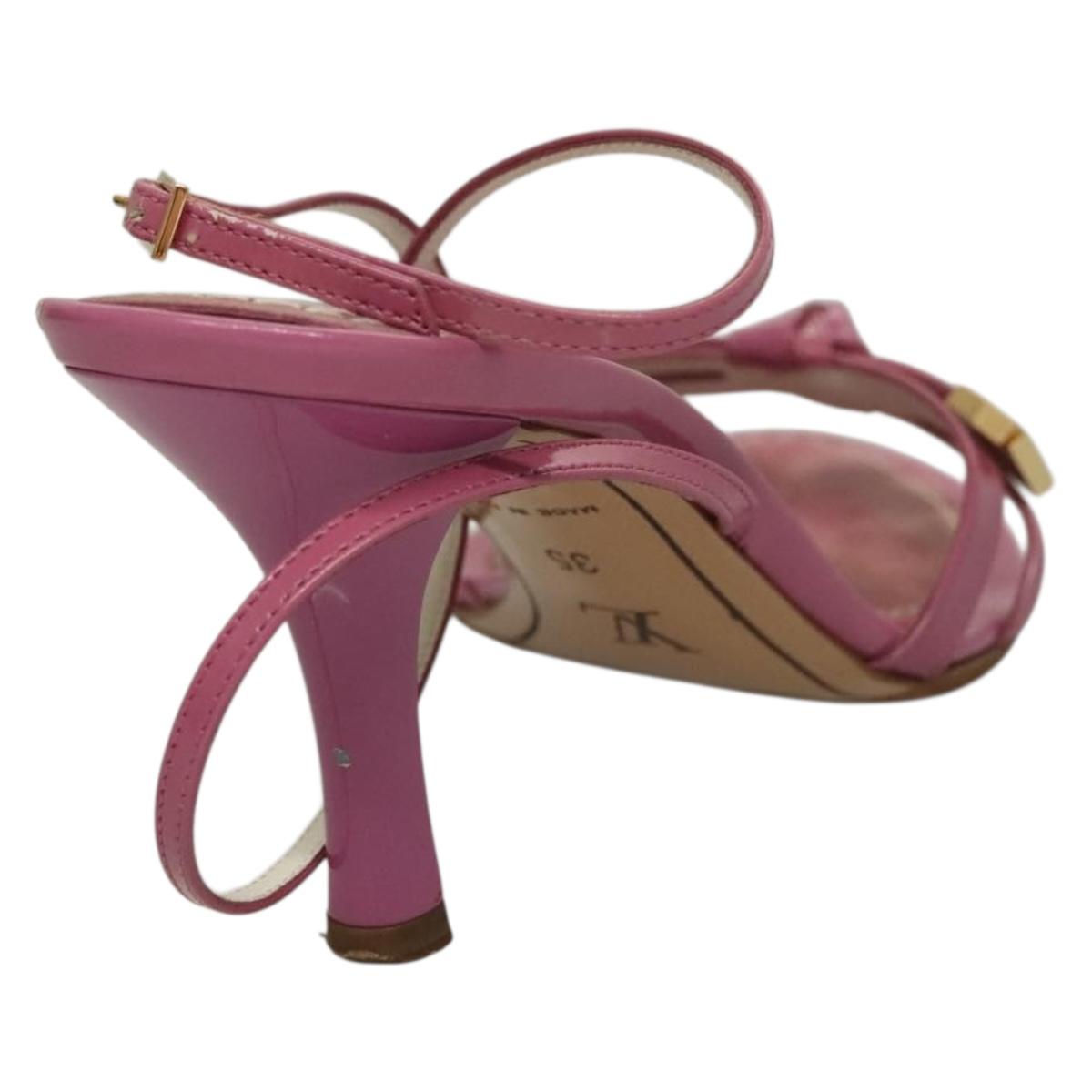 LOUIS VUITTON Mule High Heels Leather Suede Pink LV Auth ac3854