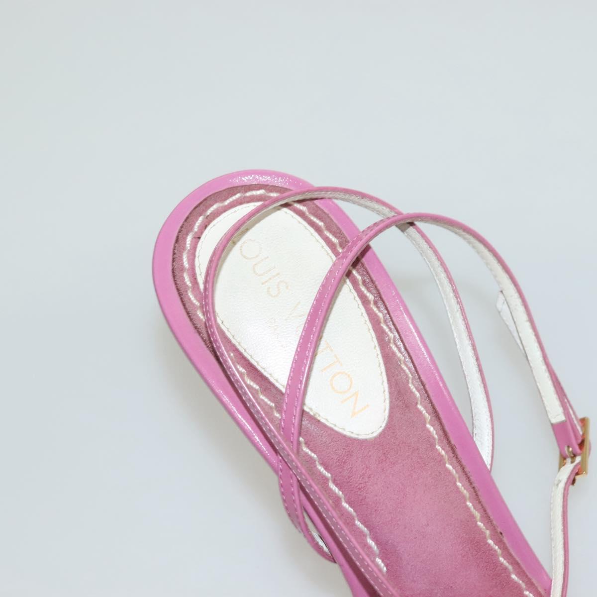 LOUIS VUITTON Mule High Heels Leather Suede Pink LV Auth ac3854