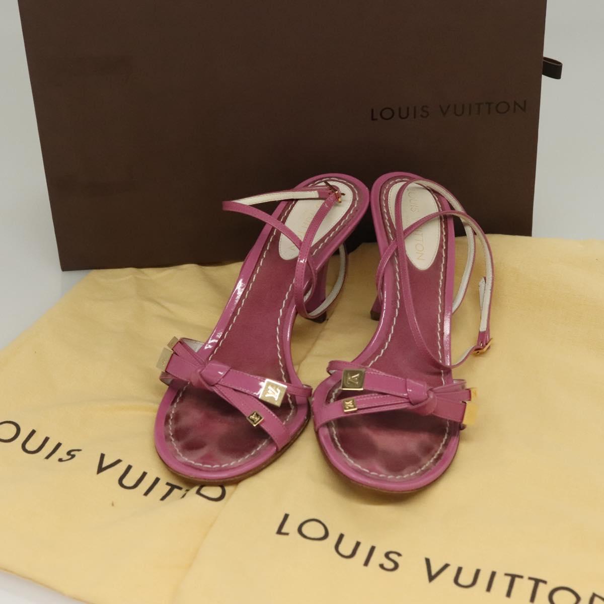 LOUIS VUITTON Mule High Heels Leather Suede Pink LV Auth ac3854