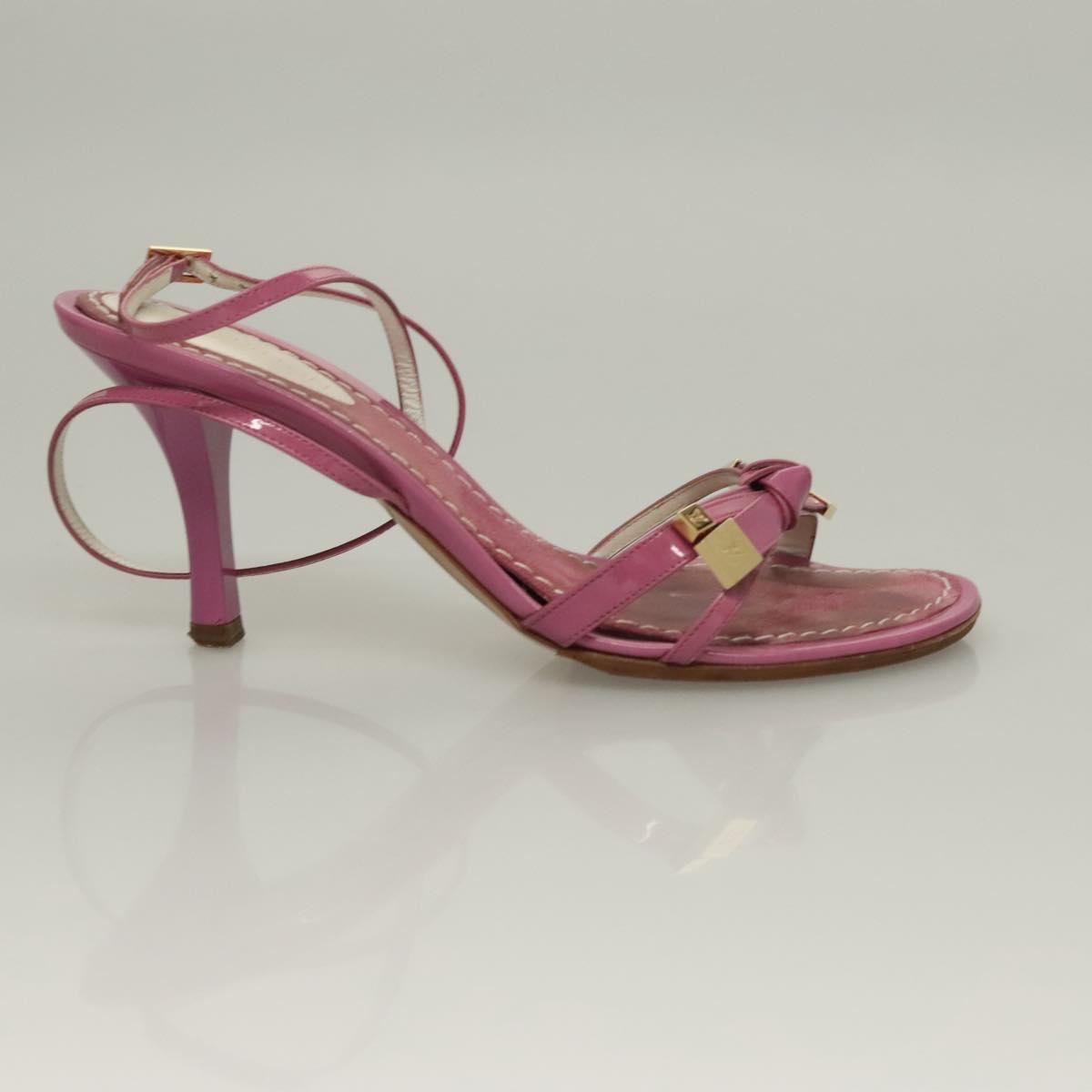 LOUIS VUITTON Mule High Heels Leather Suede Pink LV Auth ac3854