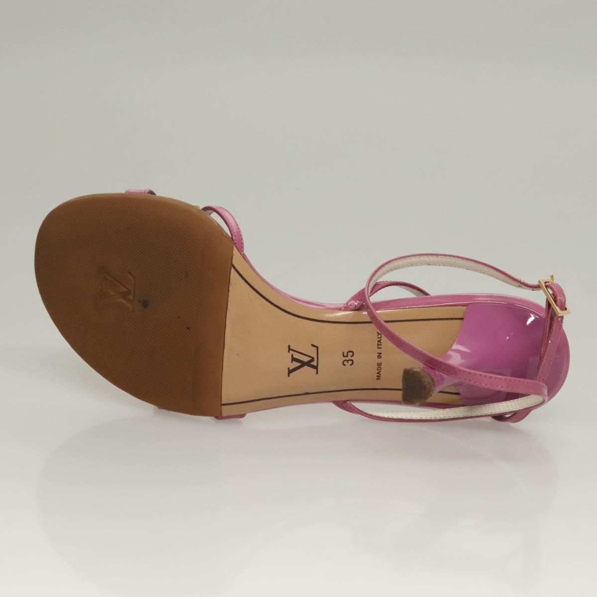 LOUIS VUITTON Mule High Heels Leather Suede Pink LV Auth ac3854