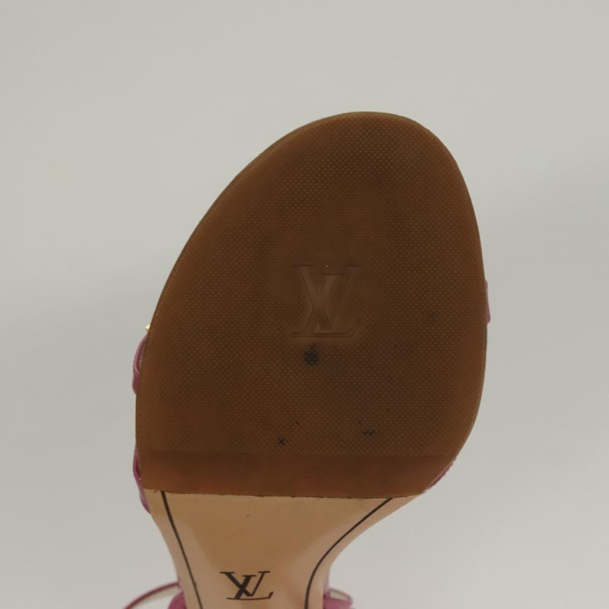 LOUIS VUITTON Mule High Heels Leather Suede Pink LV Auth ac3854