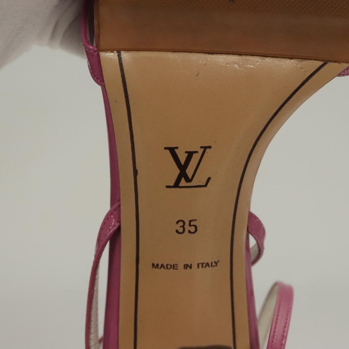 LOUIS VUITTON Mule High Heels Leather Suede Pink LV Auth ac3854