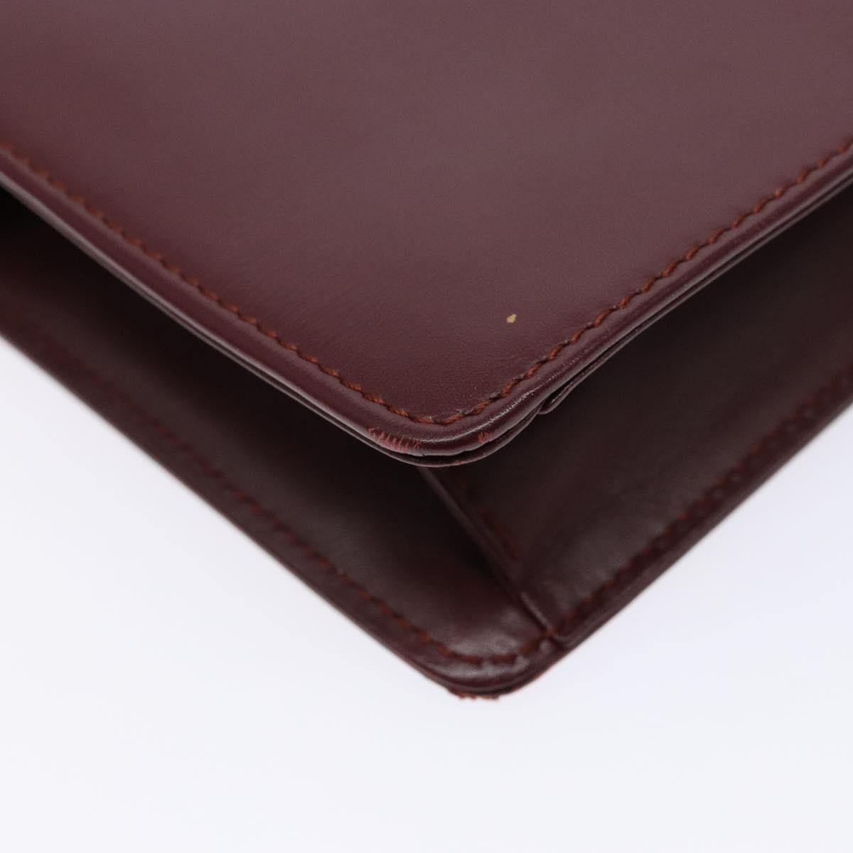 CARTIER Must Line Clutch Bag Leather Bordeaux Gold Auth ac3860
