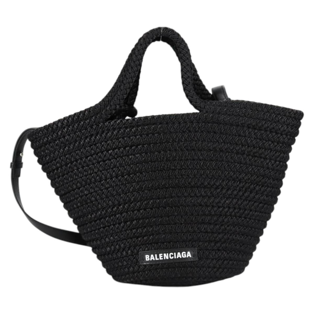BALENCIAGA Ibiza Small Shoulder Bag Nylon Black Silver 695612 Auth ac3862M