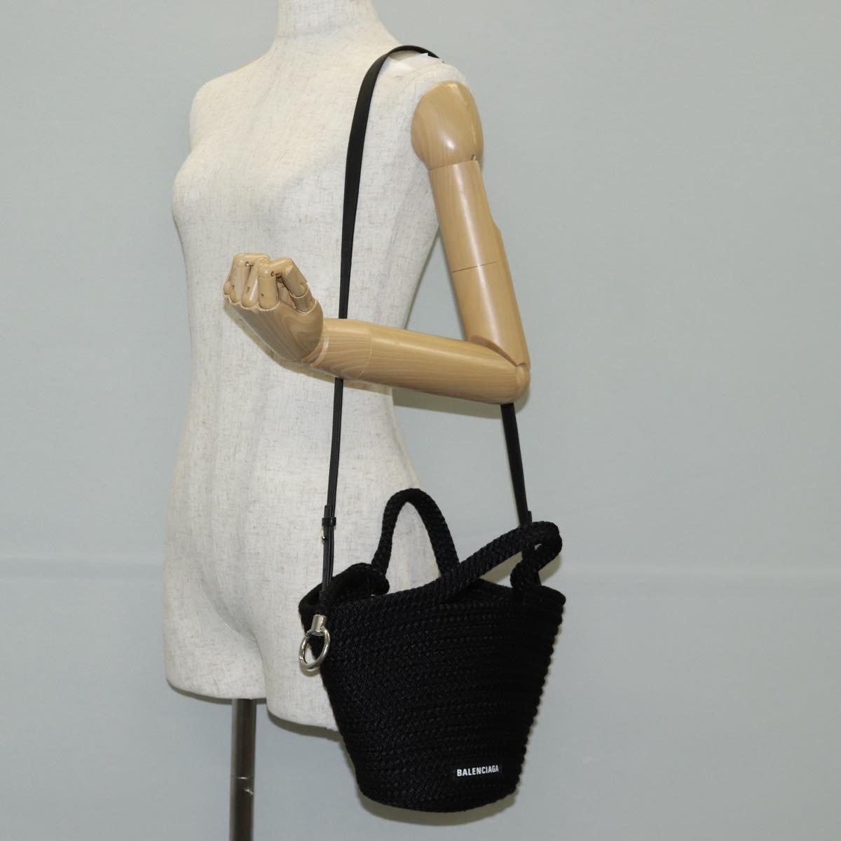 BALENCIAGA Ibiza Small Shoulder Bag Nylon Black Silver 695612 Auth ac3862M