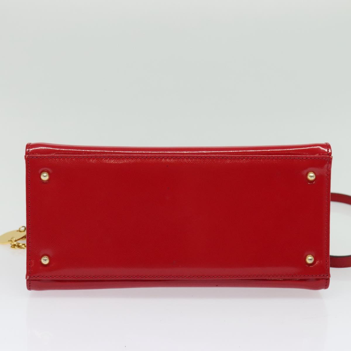 Gianni Versace Hand Bag Leather 2way Red Gold Auth ac3863