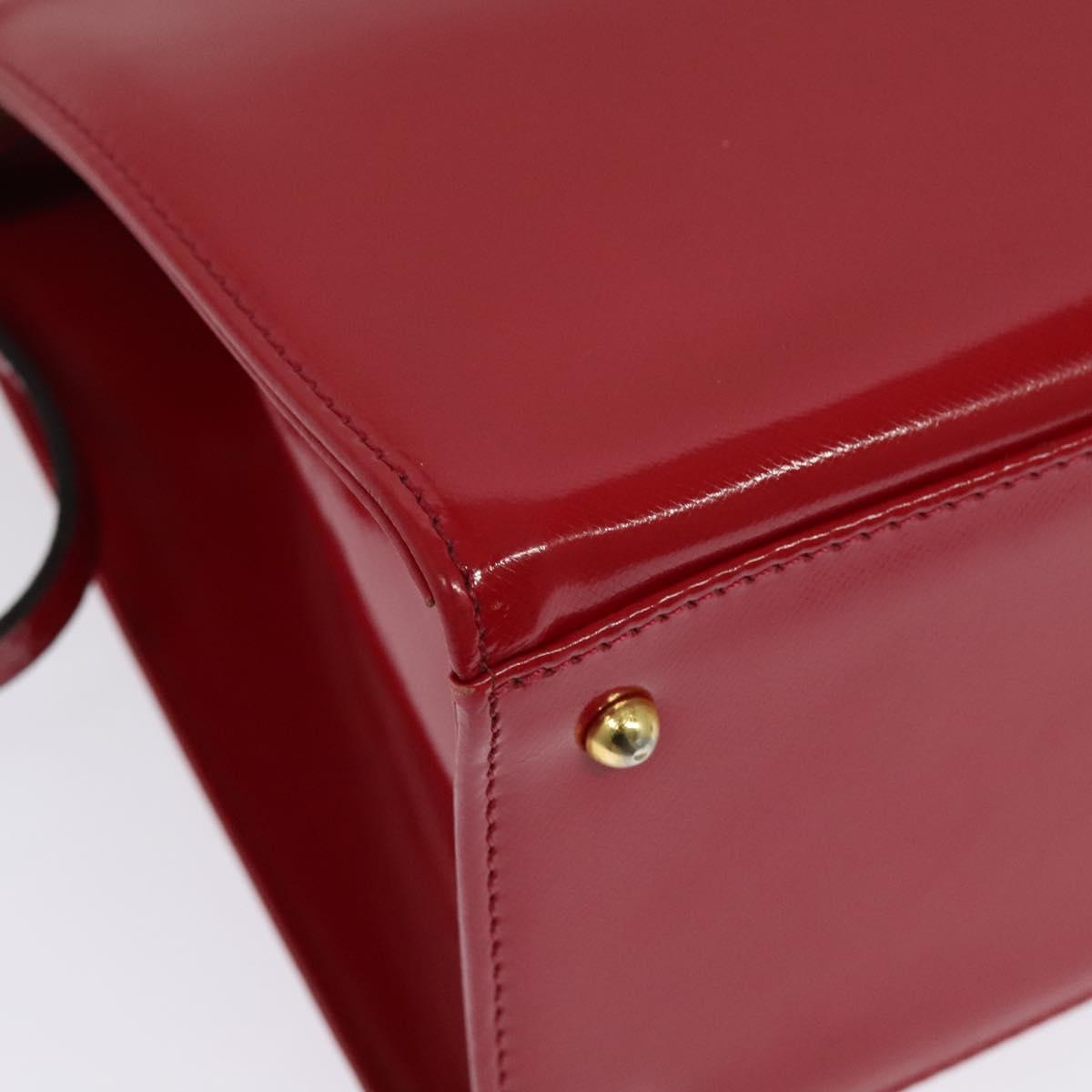Gianni Versace Hand Bag Leather 2way Red Gold Auth ac3863