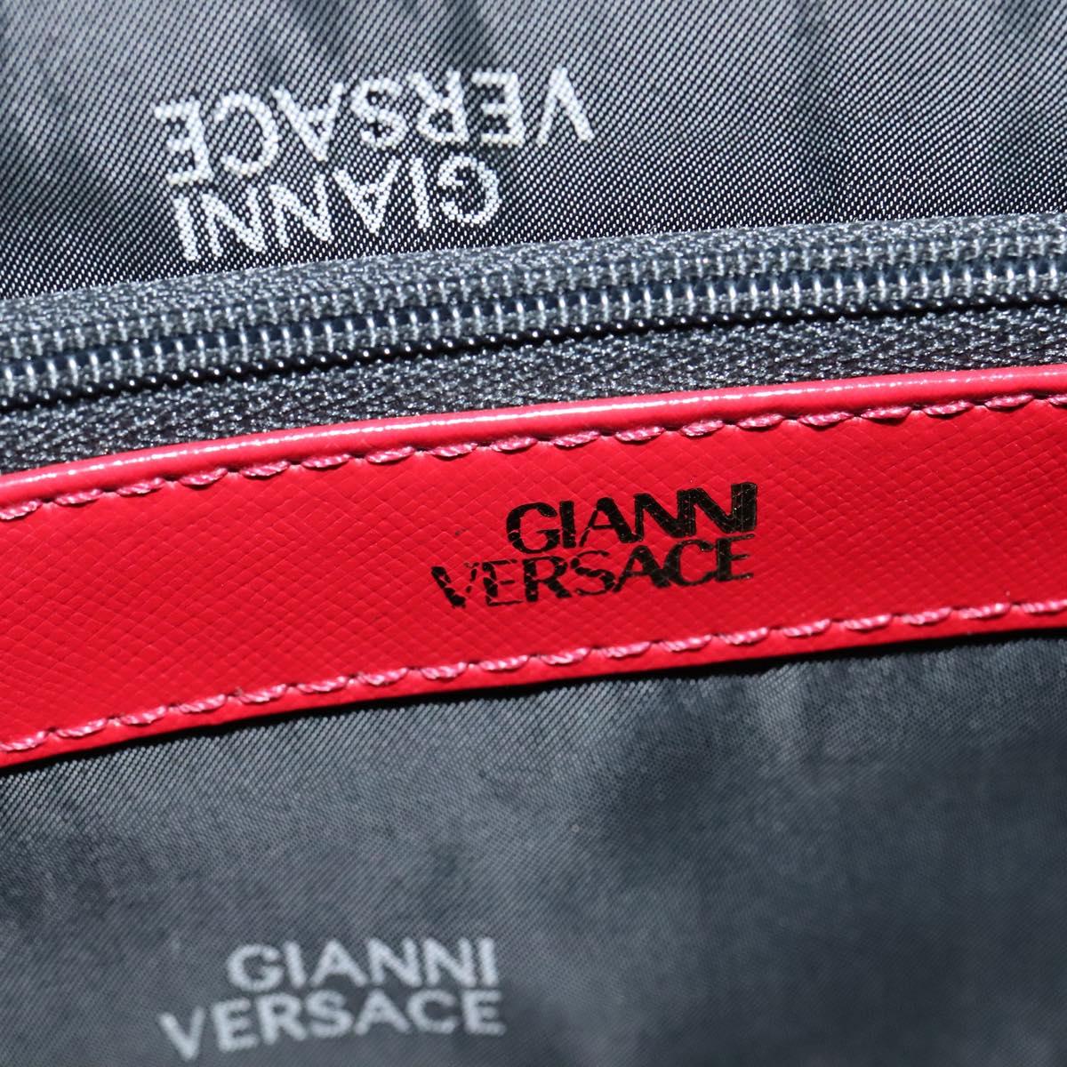 Gianni Versace Hand Bag Leather 2way Red Gold Auth ac3863