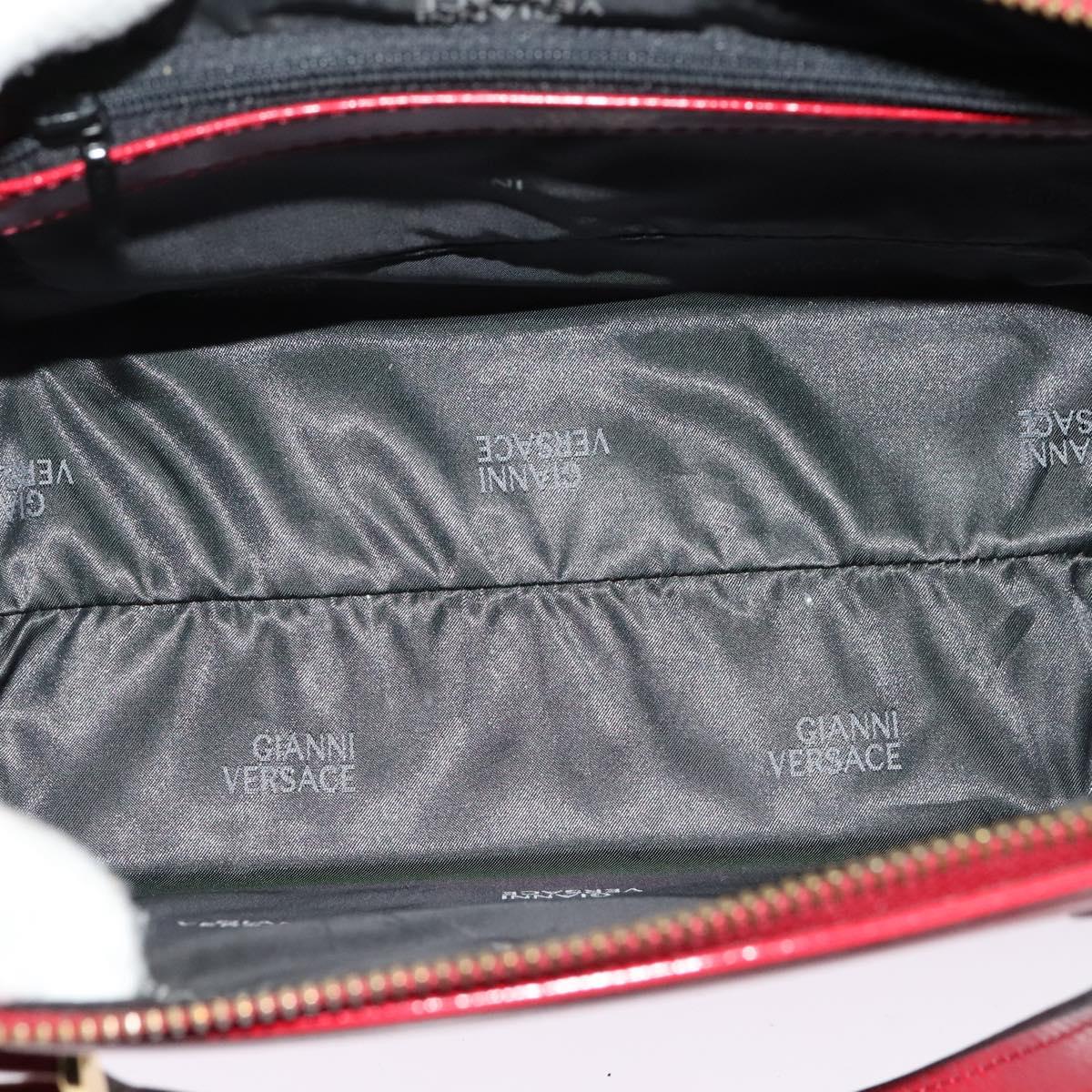 Gianni Versace Hand Bag Leather 2way Red Gold Auth ac3863