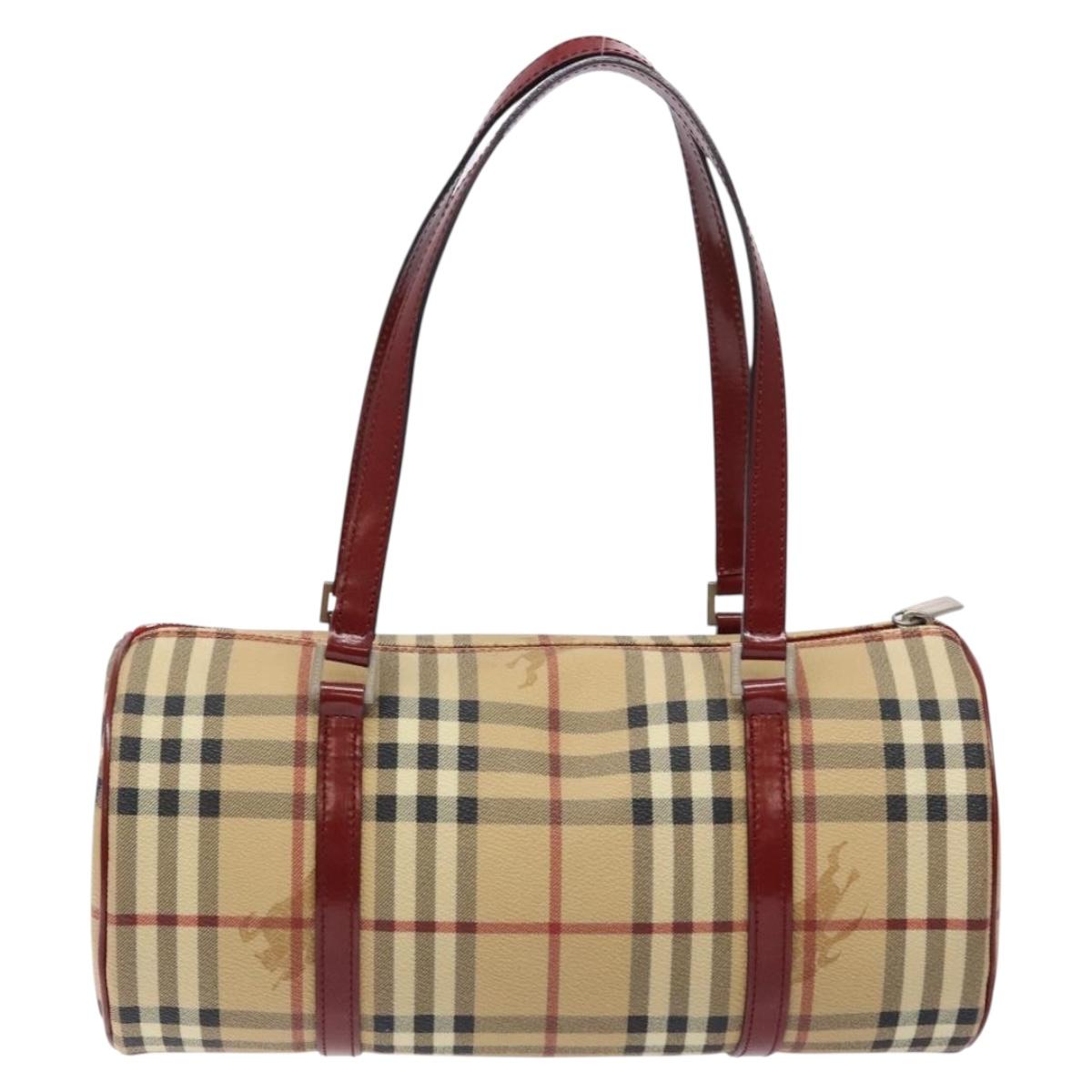 BURBERRY Nova Check Hand Bag PVC Beige Auth ac3864