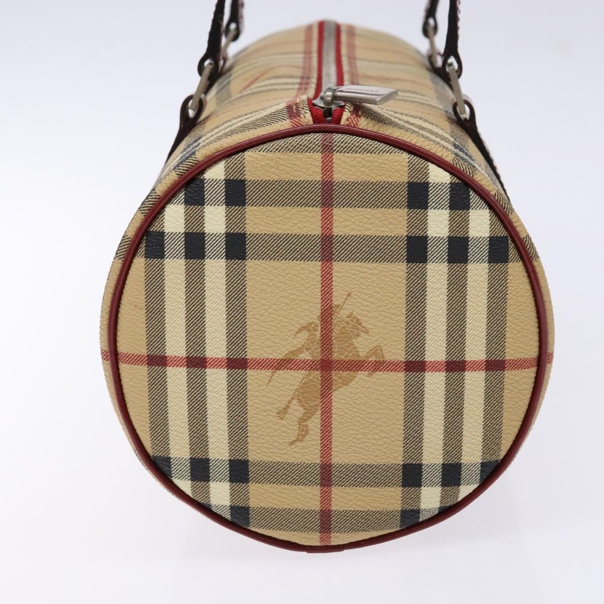 BURBERRY Nova Check Hand Bag PVC Beige Auth ac3864