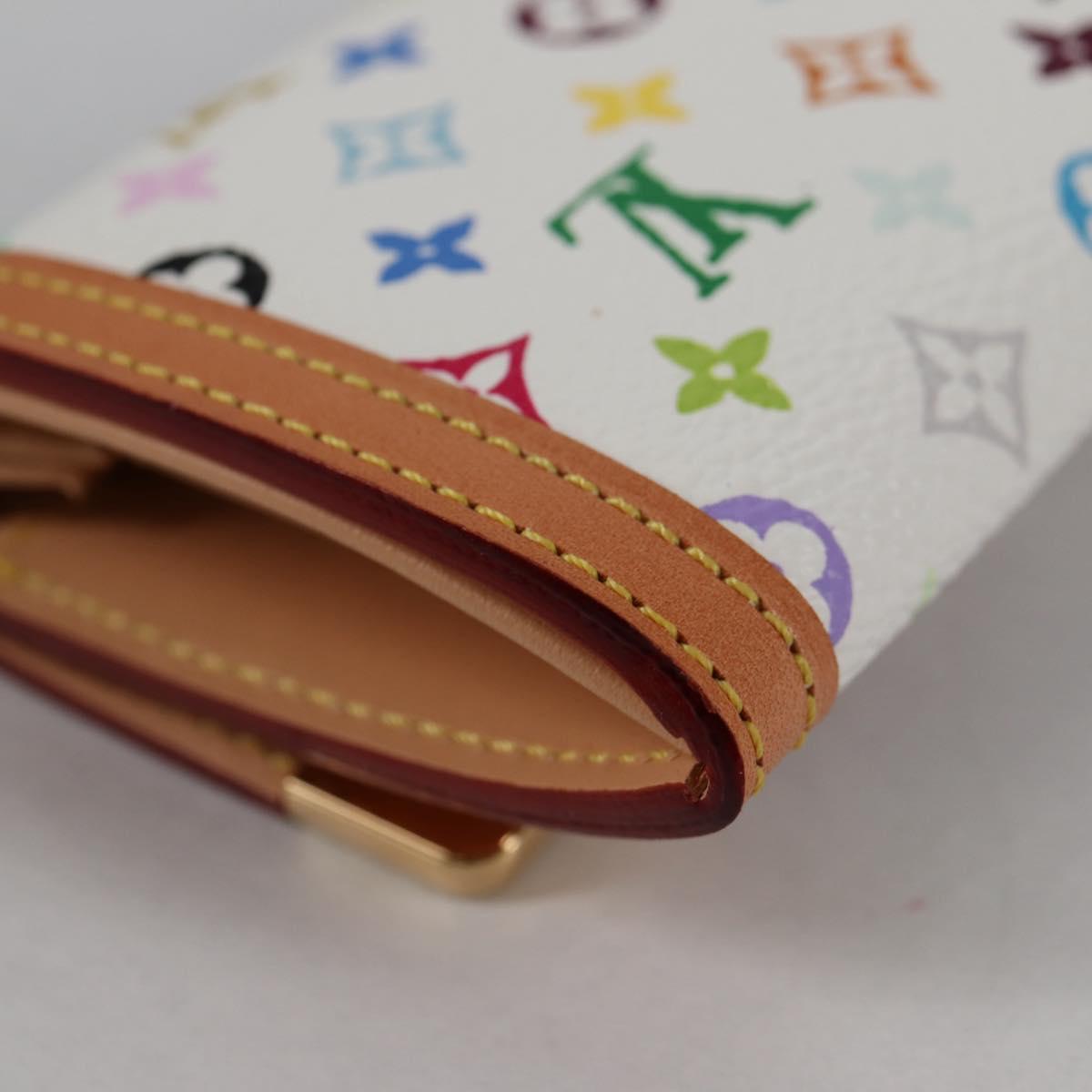 LOUIS VUITTON Multicolor Porte Monnaie Pla Coin Purse White M92657 Auth ac3869V