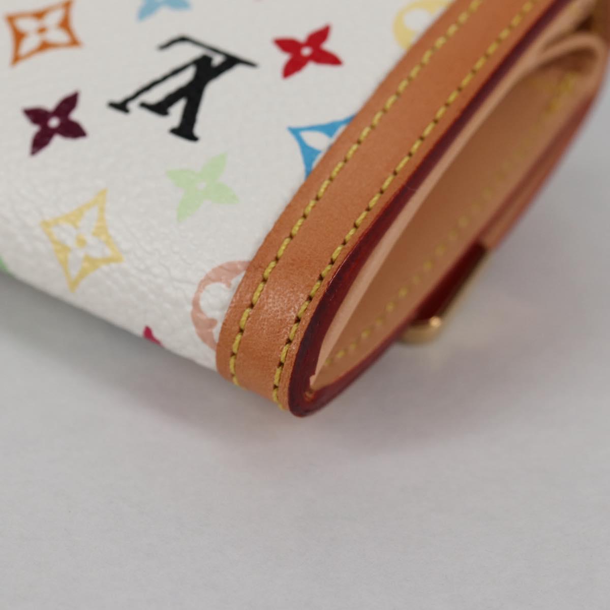 LOUIS VUITTON Multicolor Porte Monnaie Pla Coin Purse White M92657 Auth ac3869V