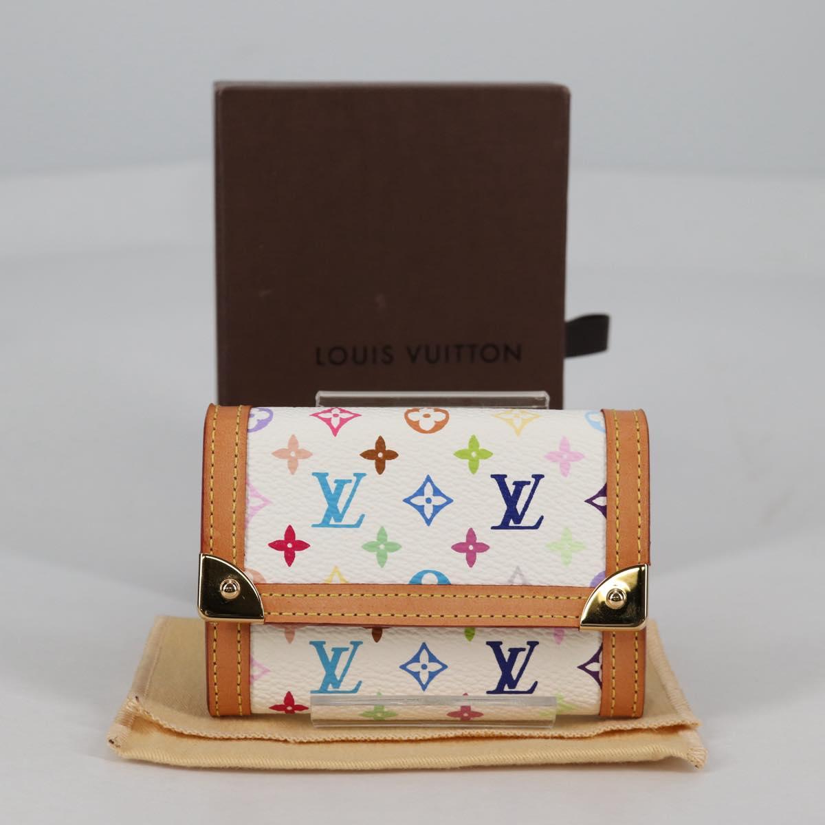 LOUIS VUITTON Multicolor Porte Monnaie Pla Coin Purse White M92657 Auth ac3869V
