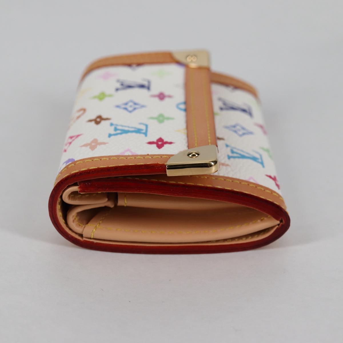 LOUIS VUITTON Multicolor Porte Monnaie Pla Coin Purse White M92657 Auth ac3869V