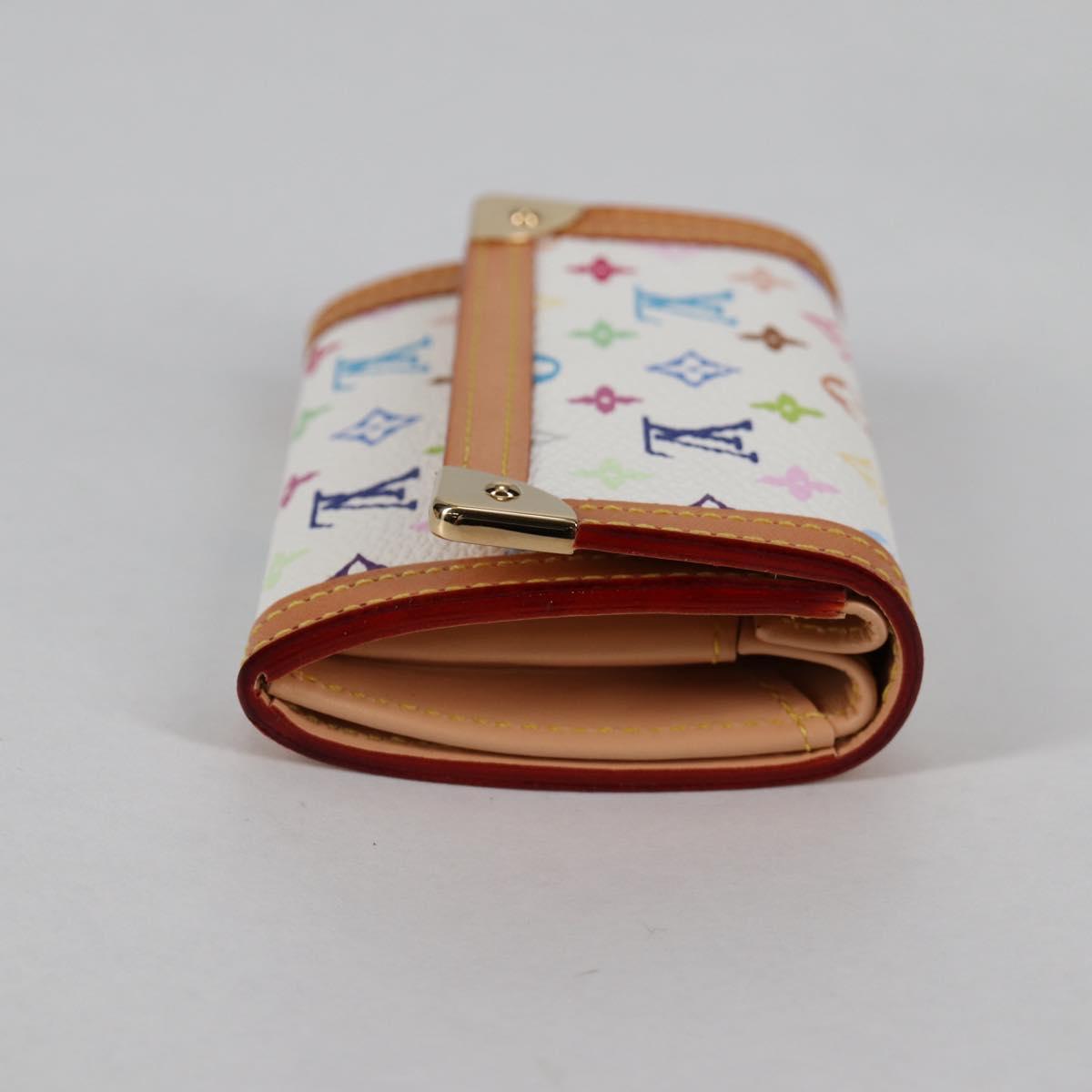 LOUIS VUITTON Multicolor Porte Monnaie Pla Coin Purse White M92657 Auth ac3869V