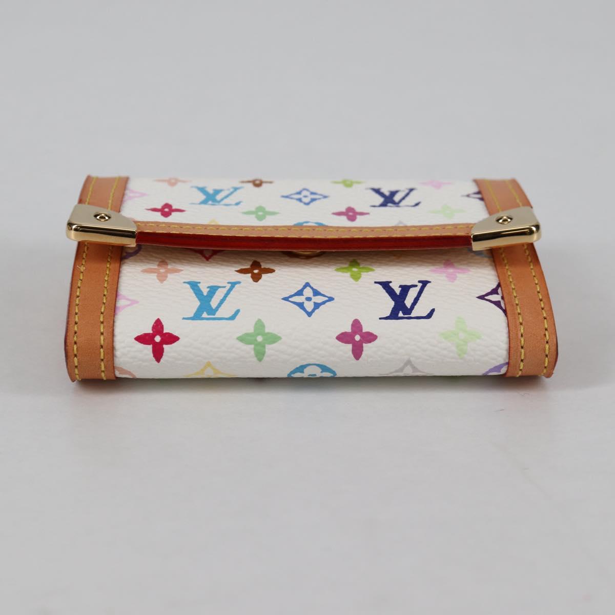 LOUIS VUITTON Multicolor Porte Monnaie Pla Coin Purse White M92657 Auth ac3869V