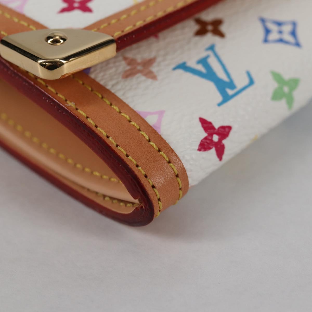 LOUIS VUITTON Multicolor Porte Monnaie Pla Coin Purse White M92657 Auth ac3869V