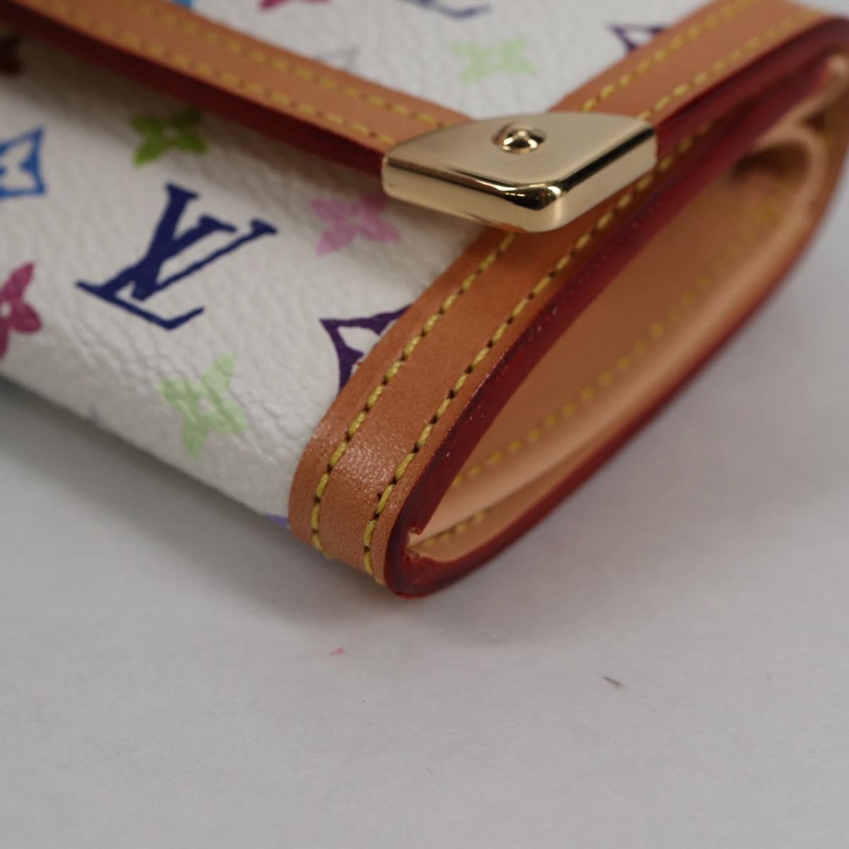 LOUIS VUITTON Multicolor Porte Monnaie Pla Coin Purse White M92657 Auth ac3869V