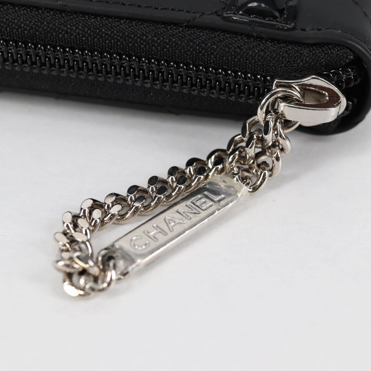 CHANEL Cambon Line Matelasse Long Wallet Leather Black CC Auth ac3874M