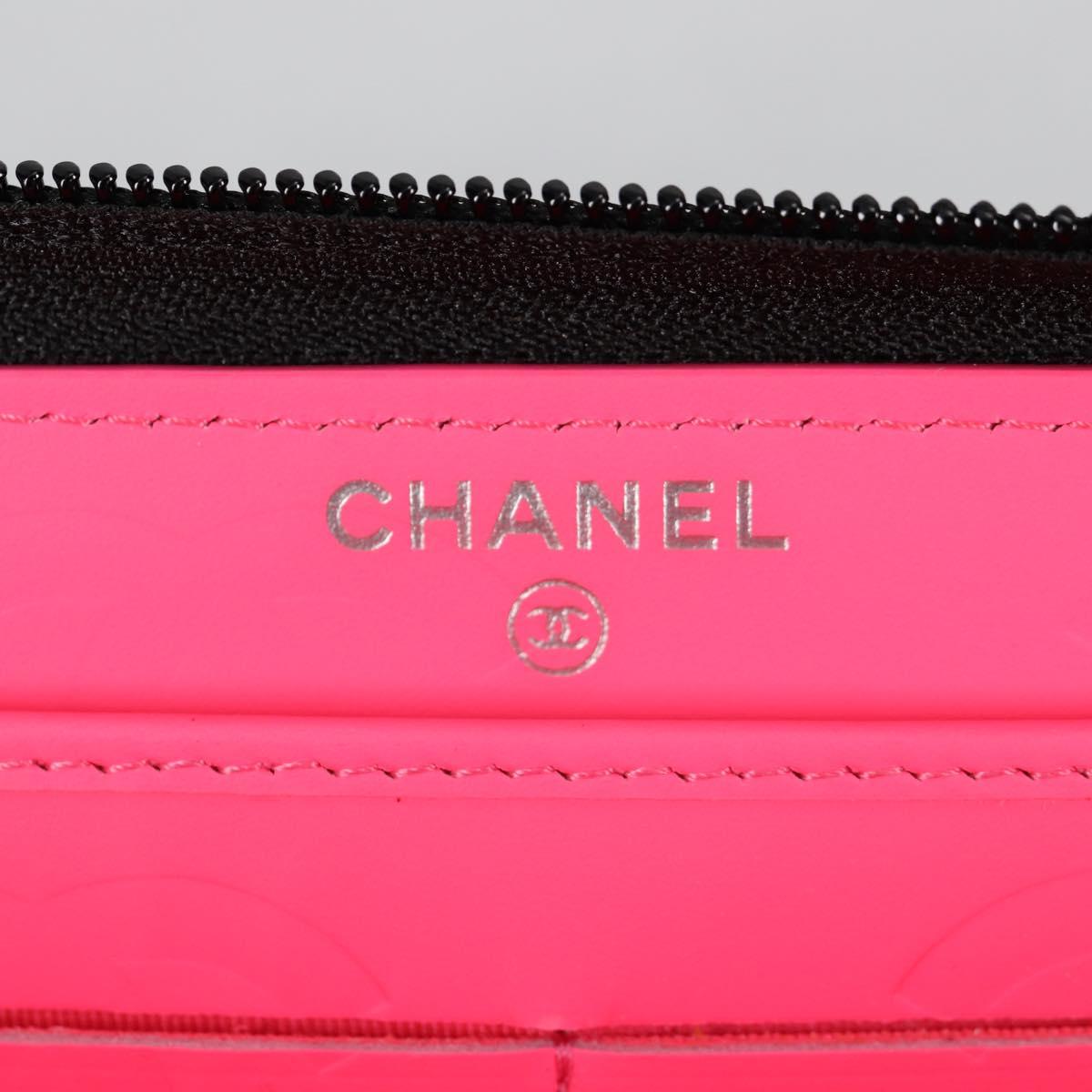 CHANEL Cambon Line Matelasse Long Wallet Leather Black CC Auth ac3874M