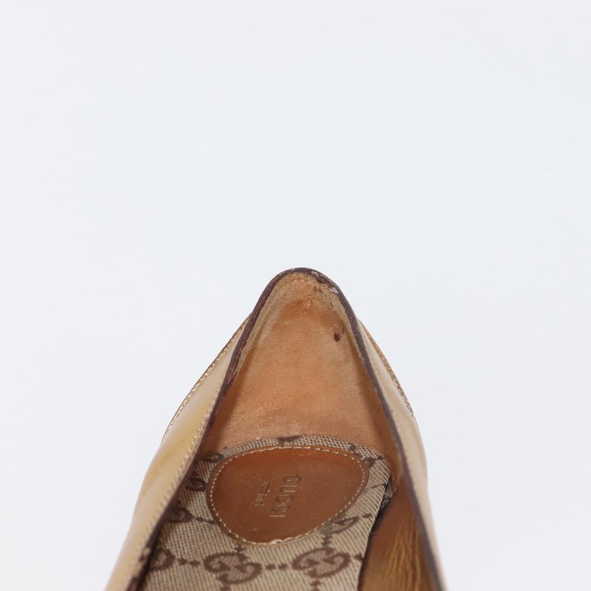 GUCCI Pumps Leather Gold Auth ac3875