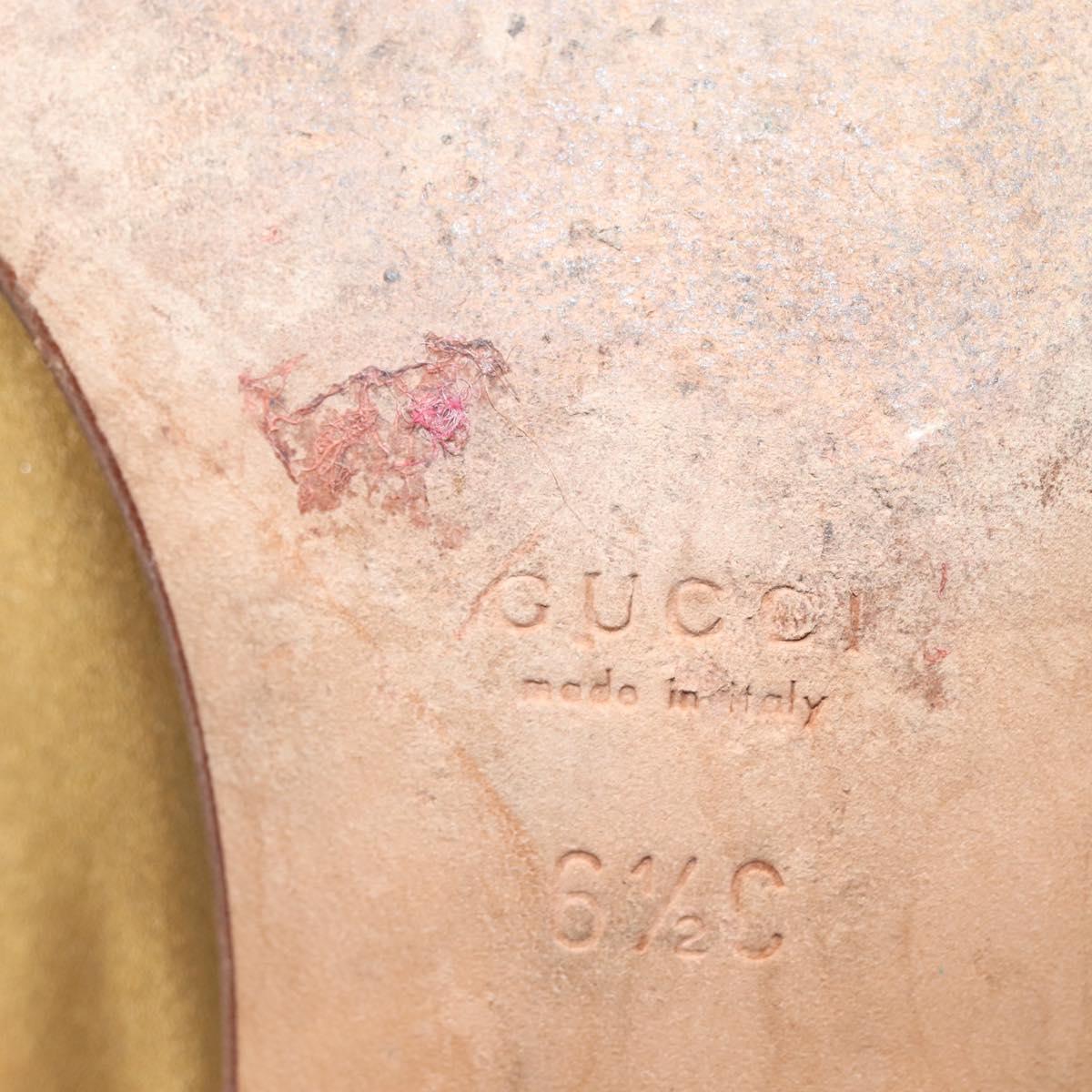 GUCCI Pumps Leather Gold Auth ac3875