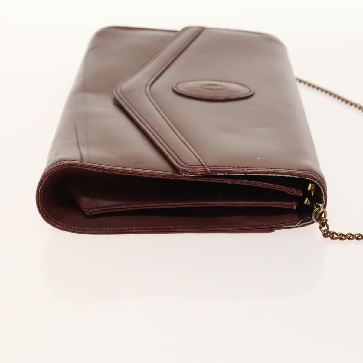 CARTIER Must Line Chain Bag Leather 2Set Bordeaux Auth ac3876