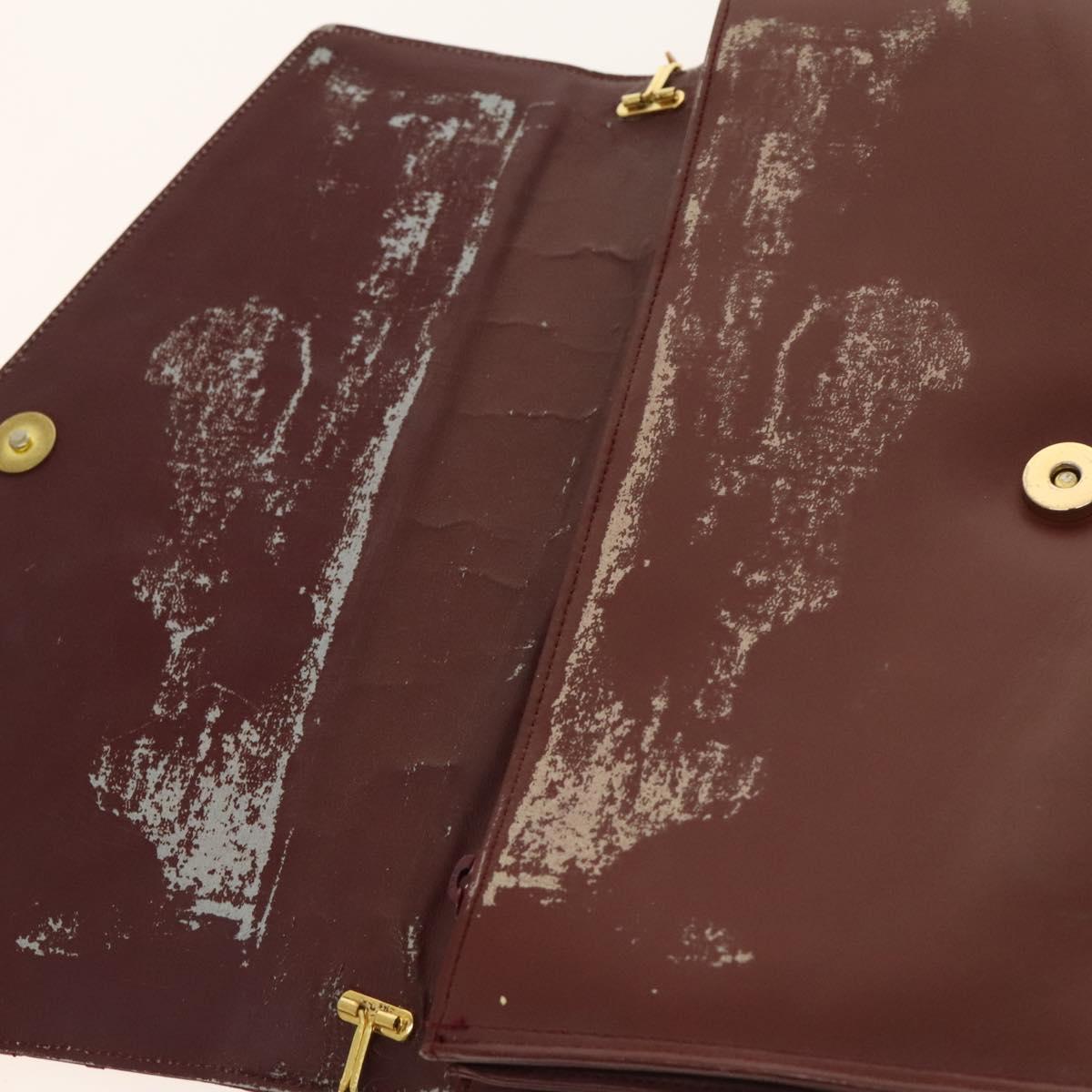 CARTIER Must Line Chain Bag Leather 2Set Bordeaux Auth ac3876