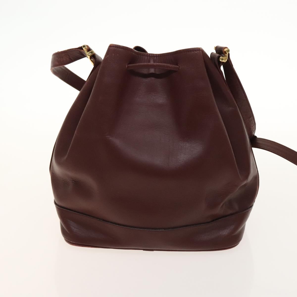 CARTIER Must Line Shoulder Bag Leather 2Set Bordeaux Auth ac3877