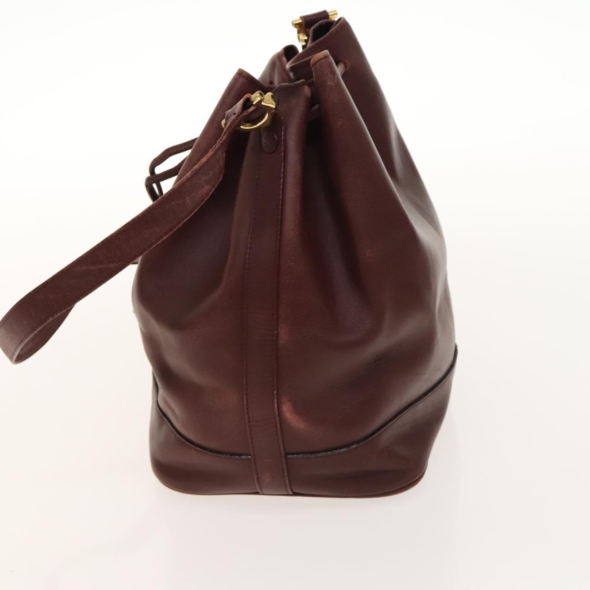 CARTIER Must Line Shoulder Bag Leather 2Set Bordeaux Auth ac3877