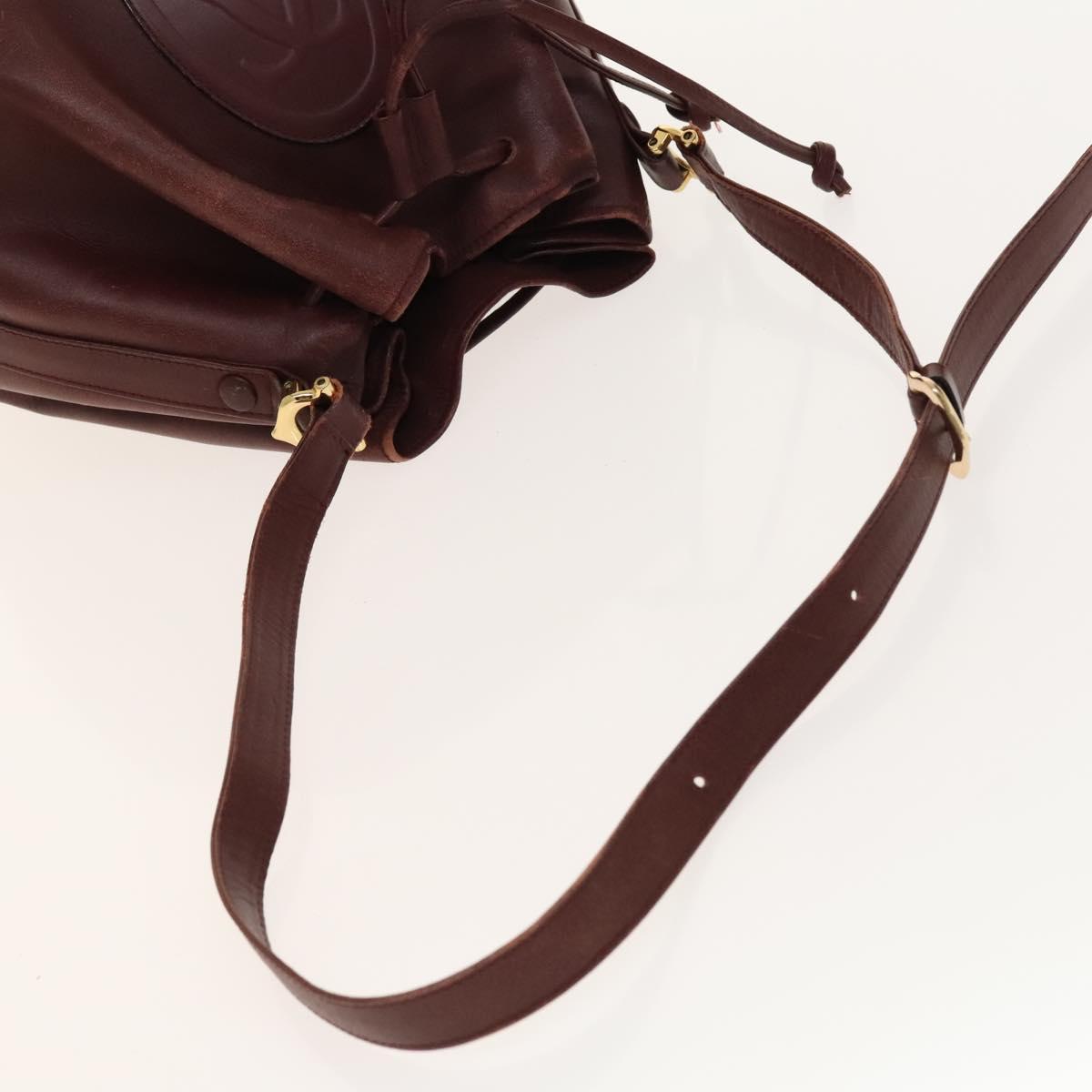 CARTIER Must Line Shoulder Bag Leather 2Set Bordeaux Auth ac3877