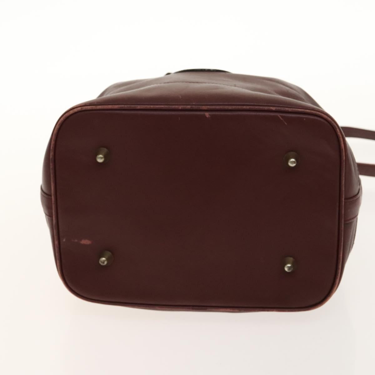 CARTIER Must Line Shoulder Bag Leather 2Set Bordeaux Auth ac3877
