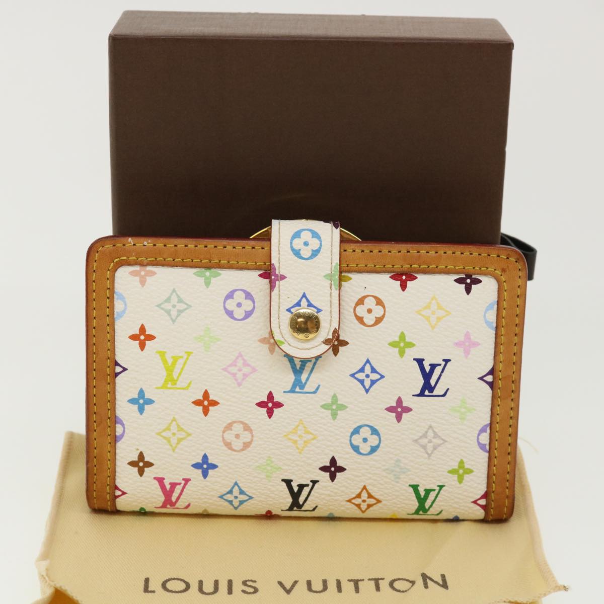 LOUIS VUITTON Multicolor Porte Monnaie Billets Viennois Wallet M92987 Auth ac963