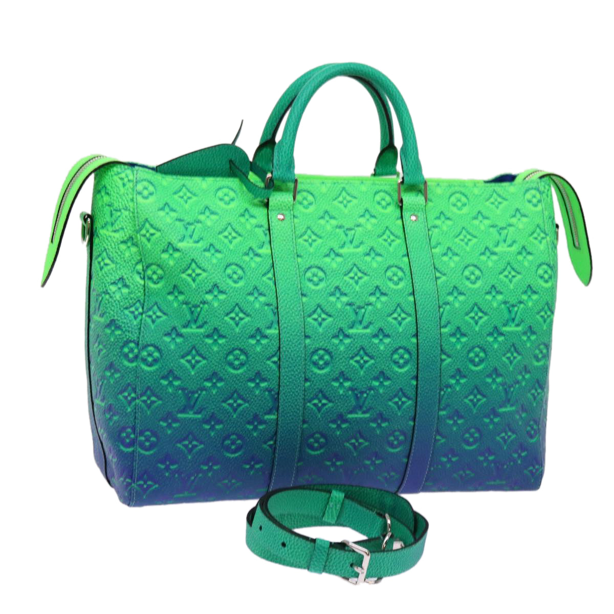 LOUIS VUITTON Monogram Illusion Keepall Tote Bag Neon Green M59688 Auth ai669S